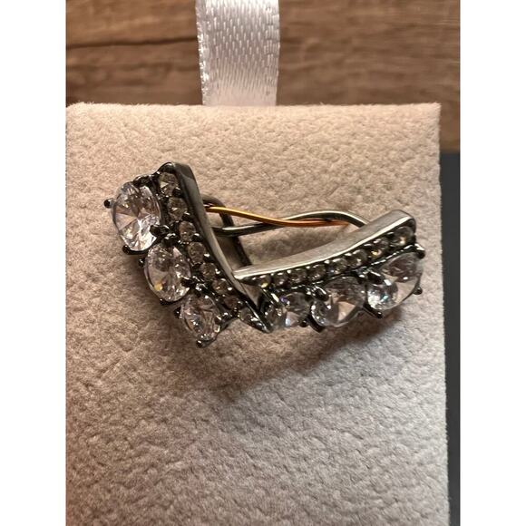 CZ earrings in gunmetal rhodium over sterling silver - Picture 7 of 10